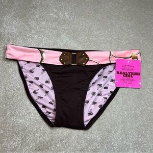 Real Tree Girl NWT Swim Bikini Bottom Separate Brown/pink women's medium